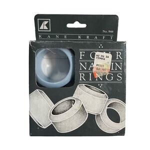 3/$20 Kane Kraft VTG New In Box NOS Light Blue Set Of 4 Plastic Napkin Rings